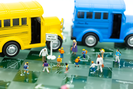 Miniature people : Children,students with school. Image use for back to school, education concept.