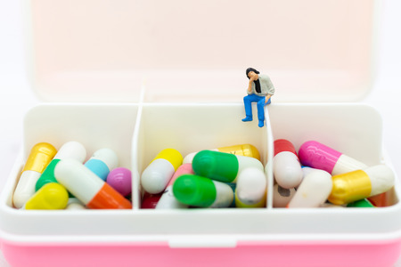 Medicine capsule is stored in a box. Image use for health care concept.の写真素材