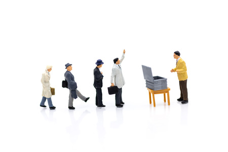 Miniature people : Counting votes from people, image use for Elections, Announcements, Candidates Selection To represent the prime minister.の写真素材