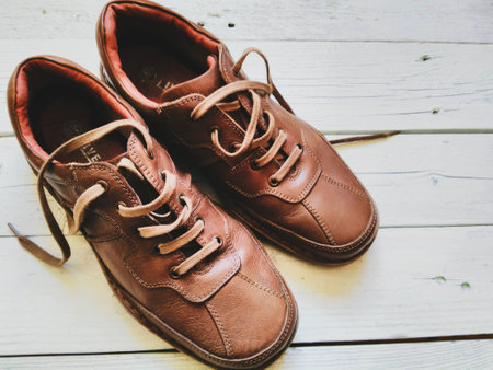 Brown leather men's shoesの写真素材
