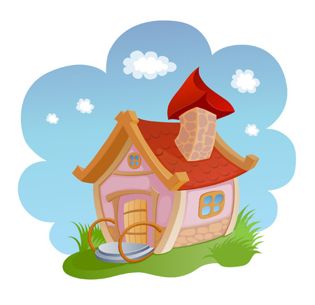 little fairy house with a tiled roofのイラスト素材