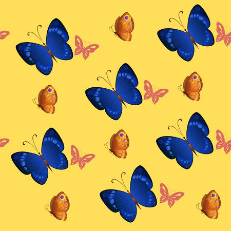 Flying bright butterflies resemble the summer. Background for beauty and a sense of celebrationのイラスト素材