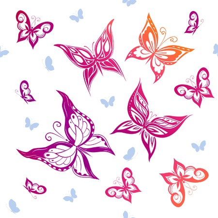 Abstract silhouettes invented decorative butterflies. These butterflies are reminiscent of lace, they are created to decorateのイラスト素材