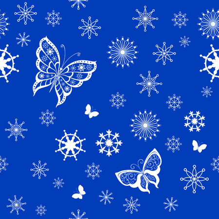 Abstract silhouette invented decorative butterfly and snowflakes. It is designed to decorate. This is reminiscent of laceのイラスト素材