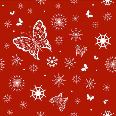 Abstract silhouette invented decorative butterfly and snowflakes. It is designed to decorate. This is reminiscent of laceのイラスト素材