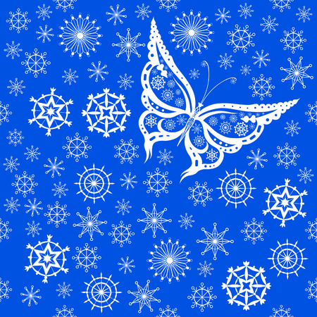 Abstract silhouette invented decorative butterfly and snowflakes. It is designed to decorate. This is reminiscent of laceのイラスト素材