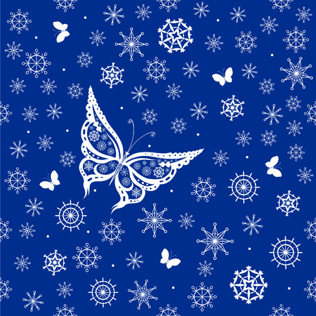 Abstract silhouette invented decorative butterfly and snowflakes. It is designed to decorate. This is reminiscent of laceのイラスト素材