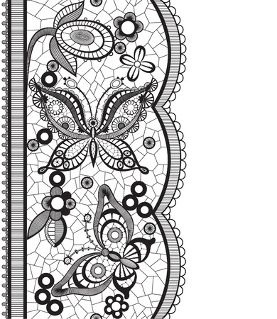 Abstract silhouettes invented decorative butterflies. These butterflies and flowers are reminiscent of lace, they are created to decorateのイラスト素材