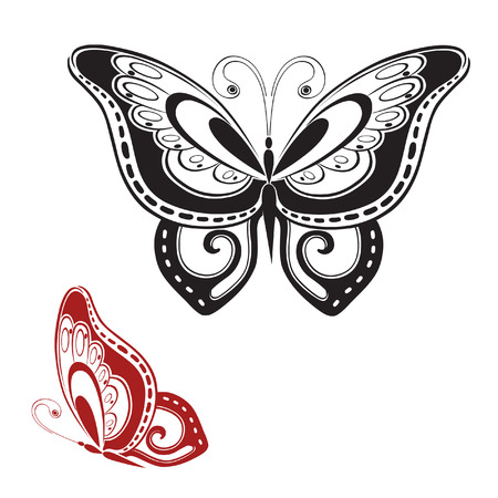 Abstract silhouette invented decorative butterfly. Reminiscent of lace, it is designed to decorateのイラスト素材