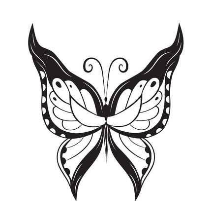 Abstract silhouette invented decorative butterfly. Reminiscent of lace, it is designed to decorateのイラスト素材