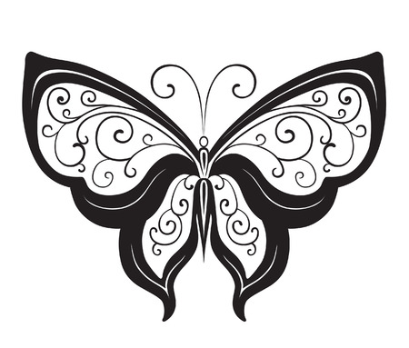 Abstract silhouette invented decorative butterfly. Reminiscent of lace, it is designed to decorateのイラスト素材