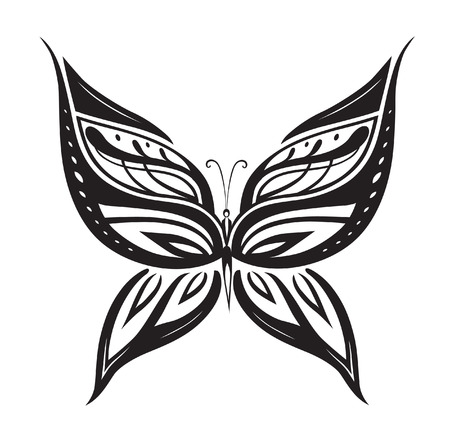 Abstract silhouette invented decorative butterfly. Reminiscent of lace, it is designed to decorateのイラスト素材