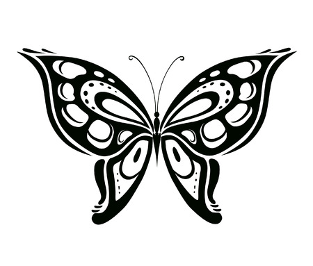 Abstract silhouette invented decorative butterfly. Reminiscent of lace, it is designed to decorateのイラスト素材