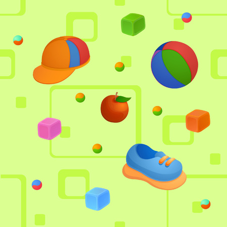 Background of things and toys for the little babyのイラスト素材