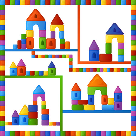 Bright multi-colored background is from the fun and different combinations of elements of children's building kitのイラスト素材