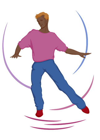 Plastic body of the guy moves boldly and eloquently. Expressive dance reveals the beauty of the human in motionのイラスト素材