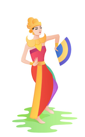Girl from Indonesia takes in dance pose plastic figurinesのイラスト素材