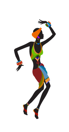 Free dance exotic girl. Woman ritual absorbs completely and enters into a trance. Unity with nature and the surrounding her life, reveals her beauty and brings to her life celebrationのイラスト素材
