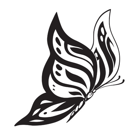 Abstract silhouette invented decorative butterfly. Reminiscent of lace, it is designed to decorateのイラスト素材