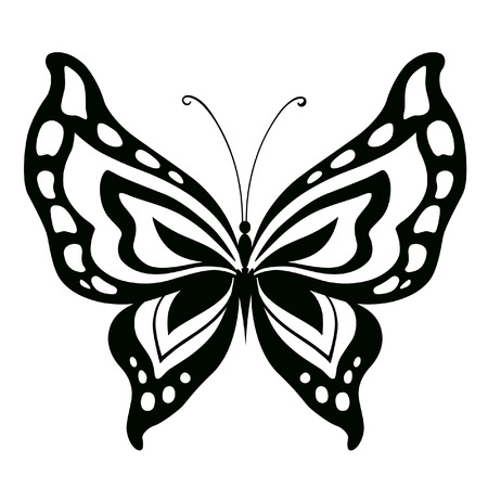 Abstract silhouette invented decorative butterfly. Reminiscent of lace, it is designed to decorateのイラスト素材