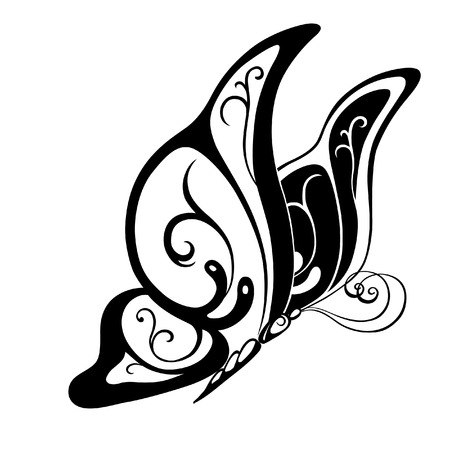 Abstract silhouette invented decorative butterfly. Reminiscent of lace, it is designed to decorateのイラスト素材