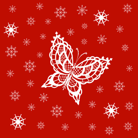 Abstract silhouette invented decorative butterfly and snowflakes. It is designed to decorate. This is reminiscent of laceのイラスト素材