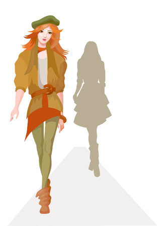 Fashion model representing collection on review  vectorのイラスト素材