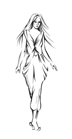 Abstract vector fashion girl. Model showing clothesのイラスト素材