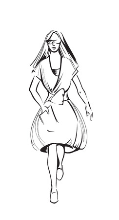 Fashionable vector woman in a dressのイラスト素材