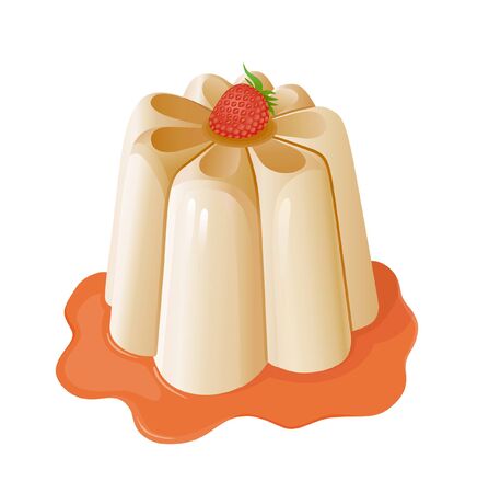 Appetizing cakes with strawberries with sweet syrupのイラスト素材