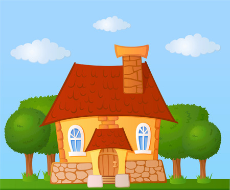 The facade of a small houseのイラスト素材