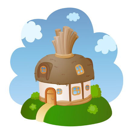 little fairy house with a reed roofのイラスト素材