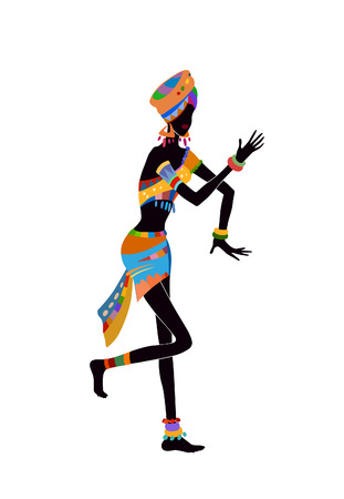 Free dance exotic girl. Woman ritual absorbs completely and enters into a trance. Unity with nature and the surrounding her life, reveals her beauty and brings to her life celebrationのイラスト素材