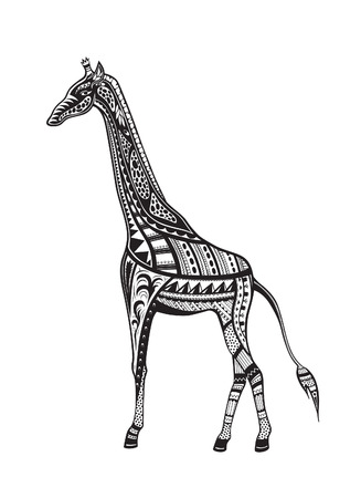 The stylized figure of an giraffe in the festive patternsのイラスト素材
