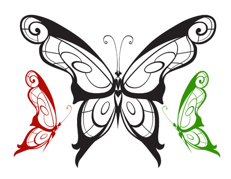 Abstract silhouette invented decorative butterfly. Reminiscent of lace, it is designed to decorateのイラスト素材