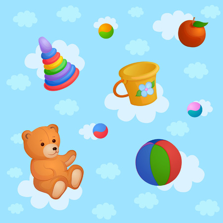 Background of things and toys for the little babyのイラスト素材