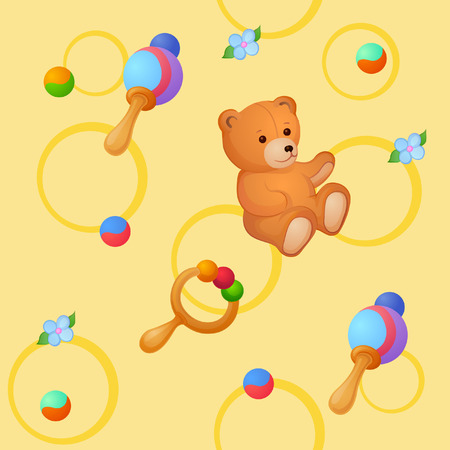Background of things and toys for the little babyのイラスト素材