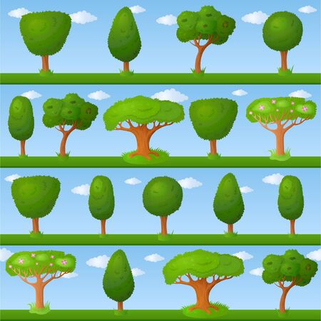 Backgrounds of summer fairy trees growing along the roadのイラスト素材