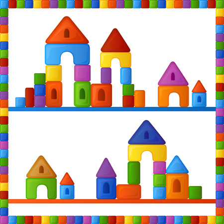 Bright multi-colored background is from the fun and different combinations of elements of children's building kitのイラスト素材