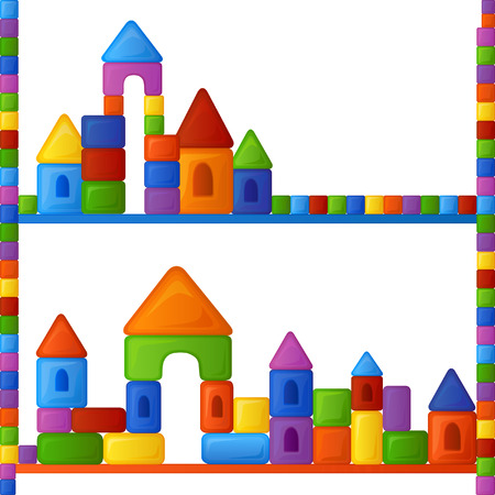 Bright multi-colored background is from the fun and different combinations of elements of children's building kitのイラスト素材