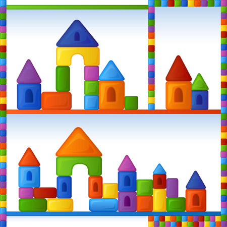 Bright multi-colored background is from the fun and different combinations of elements of children's building kitのイラスト素材