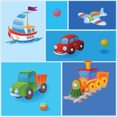 Wherein the background is different toys. And to be precise, it is a toy trucksのイラスト素材