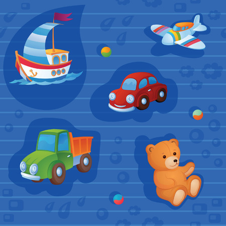 Wherein the background is different toys. And to be precise, it is a toy trucksのイラスト素材