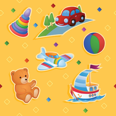 Wherein the background is different toys. And to be precise, it is a toy trucksのイラスト素材