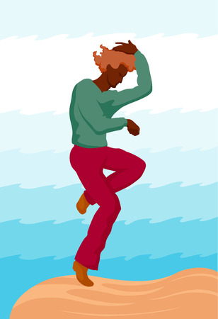 Plastic body of the guy moves boldly and eloquently. Expressive dance reveals the beauty of the human in motionのイラスト素材