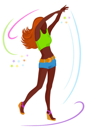 Plastic body of the girl moves boldly and eloquently. Expressive dance reveals the beauty of the human in motionのイラスト素材