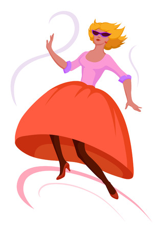 Plastic body of the girl moves boldly and eloquently. Expressive dance reveals the beauty of the human in motionのイラスト素材
