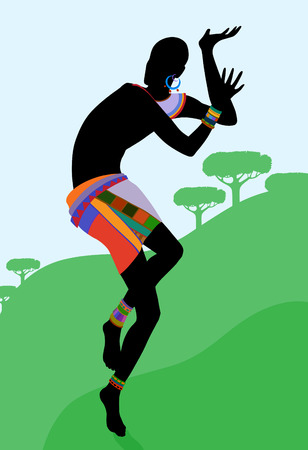 Ethnic dance involves unity with nature. Wild and free in the midst of creating a ritual of life itselfのイラスト素材