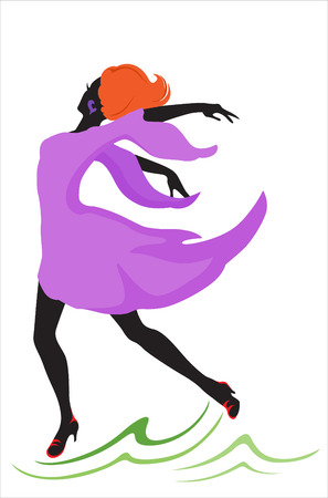 Plastic body of the girl moves boldly and eloquently. Expressive dance reveals the beauty of the human in motionのイラスト素材