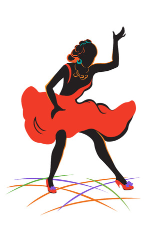 Plastic body of the girl moves boldly and eloquently. Expressive dance reveals the beauty of the human in motionのイラスト素材